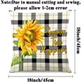 thumbnail image 4 of Sunflower Pillow Cover 18x18'' Black Yellow Decorative Throw Pillow Case Set of 4, Outdoor Sofa Couch Blue Buffalo Plaid Linen Farmhouse Sunflower Home Decor for Summer Fall Spring, 4 of 5
