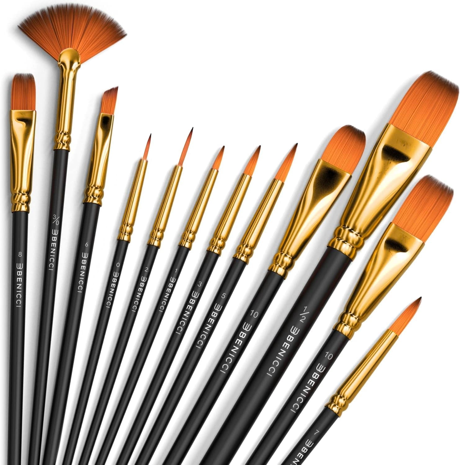 Professional Artist Paint Brush Set of 12 - Painting Brushes Kit for Kids, Adults Fabulous for Canvas, Watercolor & Fabric - for Beginners and Professionals - Great for Water, Oil or Acrylic Painting