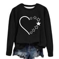 thumbnail image 4 of Women's Casual Crew Neck Graphic Sweatshirts Love Heart Print Long Sleeve Cute Tops Teens Girls Casual Spring T Shirts(Black,M), 4 of 5