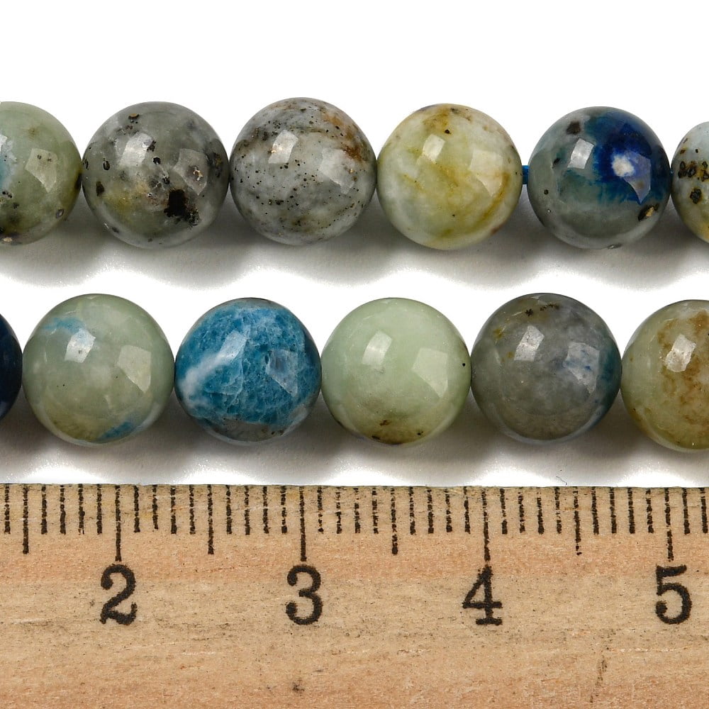 2strands Natural Blue Azurite in Calcite Beads Strands UV Reactive Fluorescent Gemstone Round Beads 8mm Hole: 0.7mm about 49pcs/strand 15.75''(40cm)