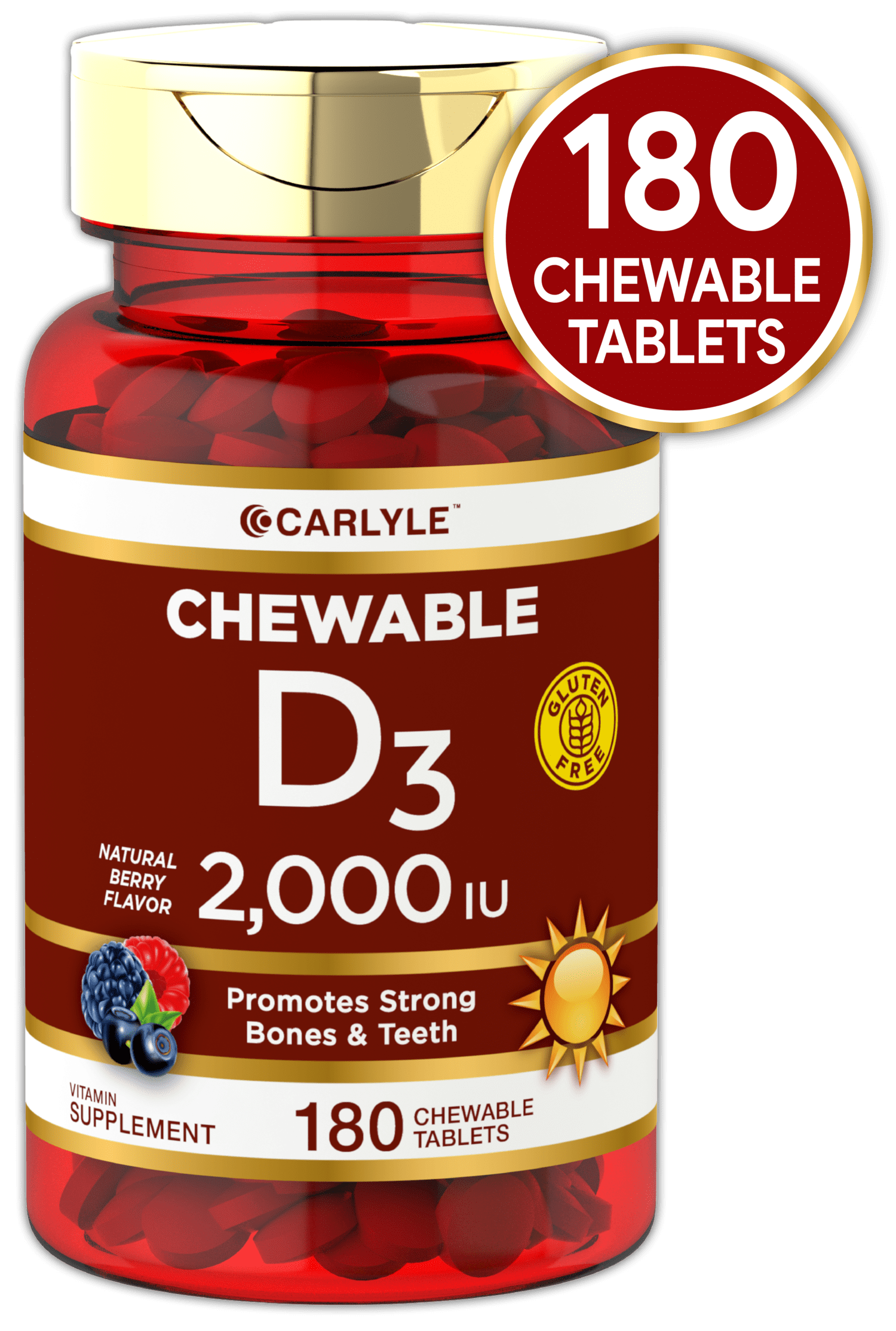 Chewable Vitamin D3 2000 IU (50mcg) Tablets 180 Count Natural Berry