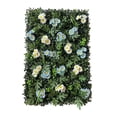 thumbnail image 3 of Panel de pared de césped artificial con flores Panel de pared de flores Planta artificial para Azul blanco, 3 of 9