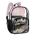 thumbnail image 2 of Ttyddzy Clear Backpack Heavy Duty PVC Transparent Backpack for College Workplace, Pinklilaccheck, 2 of 8