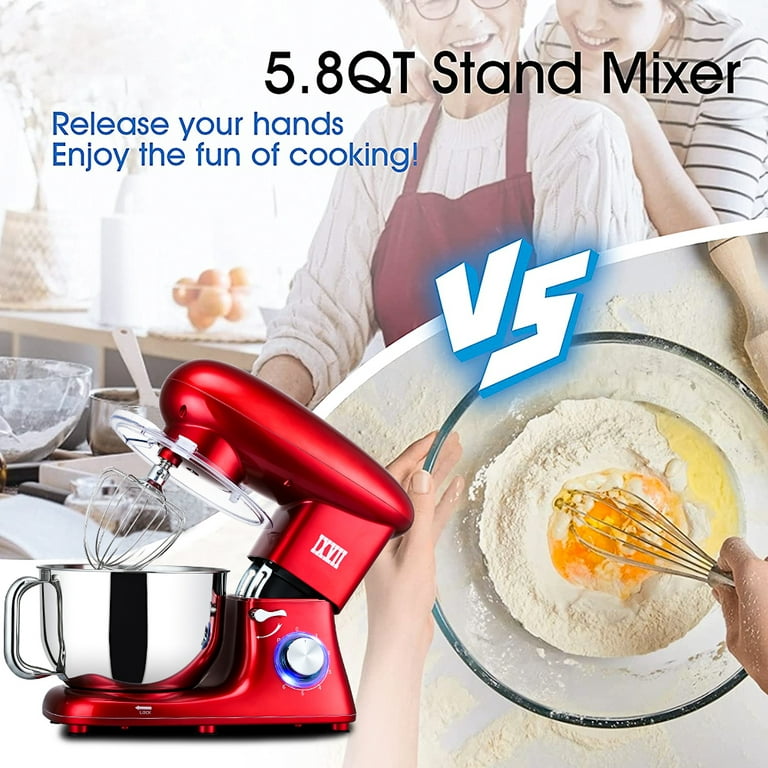  Electric Stand Mixer, UTALENT 6 Adjustable Speeds Automatic  Tilt-Head Mixer with Flex Edge Beater(Bowl Scraper), Egg Whisk, Dough Hook,  Flat Beater, Cakes and Cookies,White: Home & Kitchen