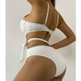 thumbnail image 4 of Cut Out Bathing Suit for Women One Piece with Belt Underwire Push-up Ribbed Swimsuit Fashion Swimwear (XL, White), 4 of 7