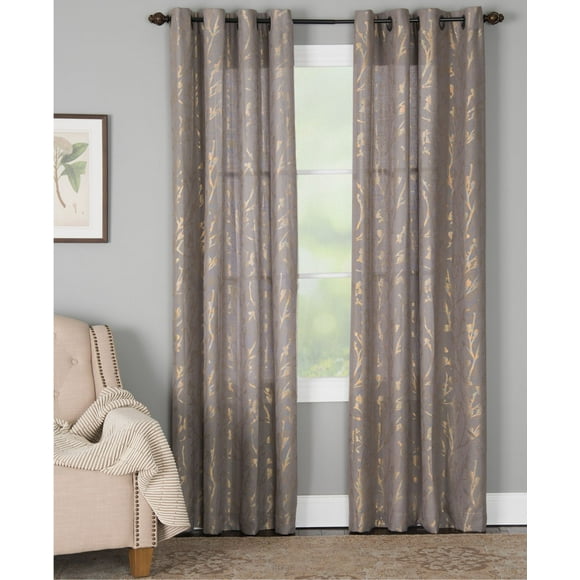 Miller Curtains Panneau de Fenêtre Imprimé Métallique Botanique Dana 50 x 95