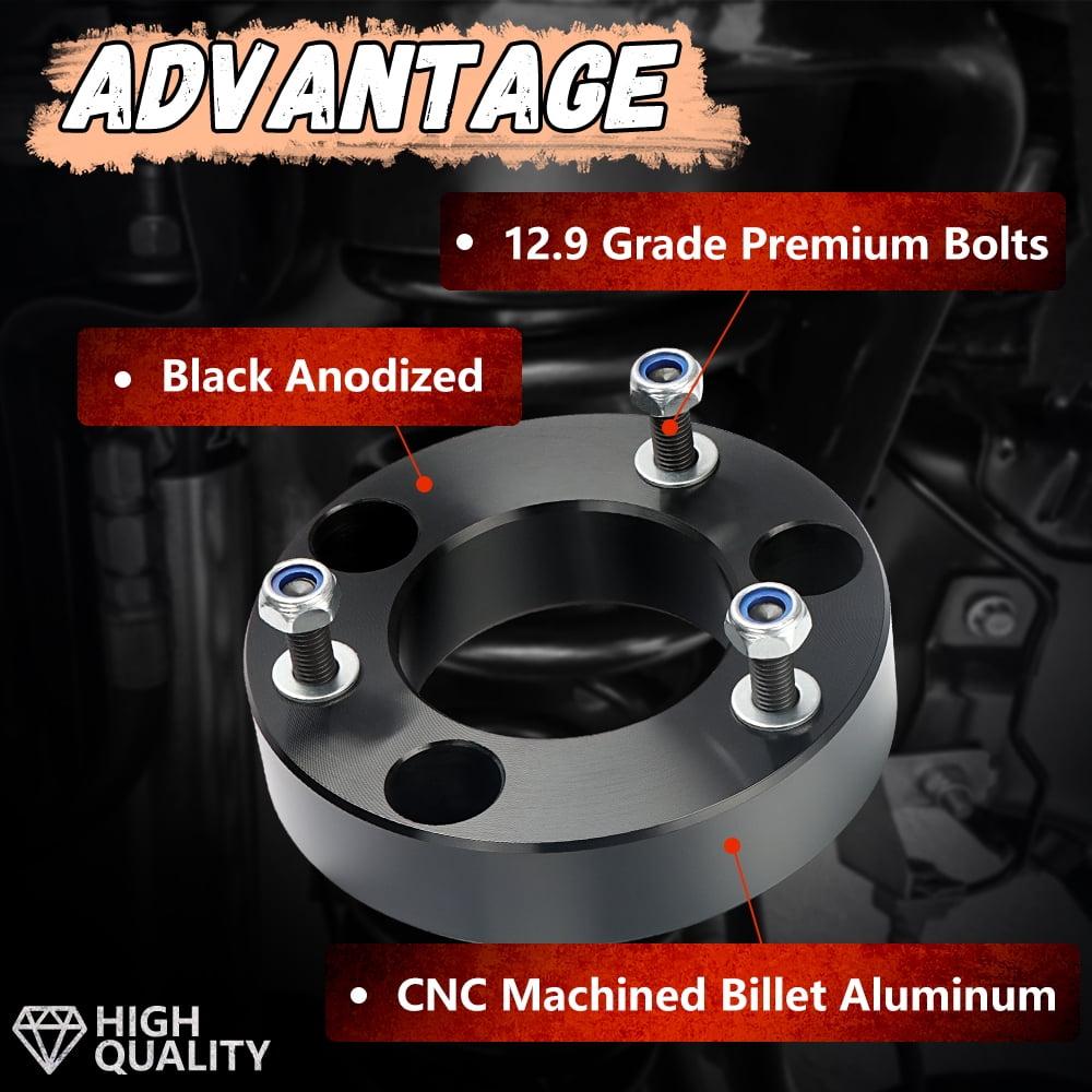 2" Front Leveling Lift kit for Dodge Ram 1500 2006-2024 4WD, Lifronkit Raise 2 Inch Front Strut Spacers Compatible with Dodge Ram Suspension Lift Kits 2006-2023 Black Anodized(new version)