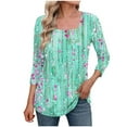 thumbnail image 2 of Women's 3/4 Sleeve Shirts Square Neck Summer Tops Dressy Casual Basic Tees Ladies T Shirts Blouses, Limited Time Under 10 Dollars SA-474, 2 of 5