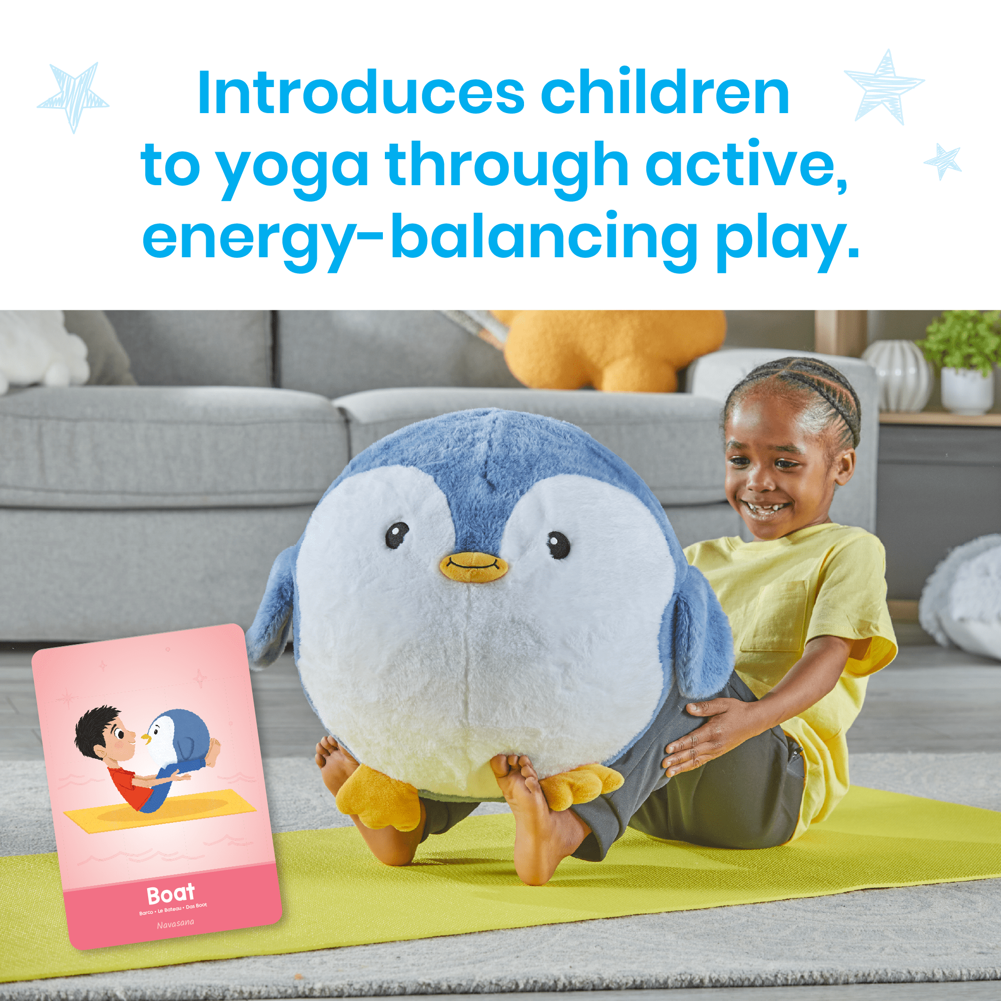 hand2mind BubblePlush Yoga Ball Buddy, Penguin