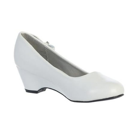 Girls White Bow Gina Special Occasion Dress Wedge Shoes 11-4 Kids