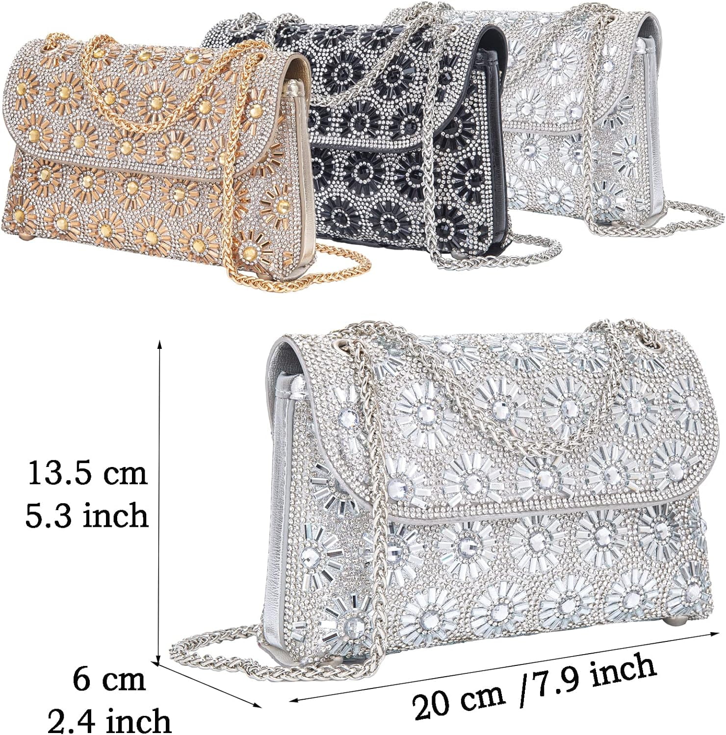 Shoulder Bags Crossbody Bag Purses Handbags Crystals Rhinestone Evening Bag for Women Clutch Purse with Chain