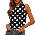 thumbnail image 1 of Plebaso Débardeurs d'Été pour Femmes Slim Imprimé Sans Manches Col Rond Tee-Shirts Froncés Blouses Décontractées pour Femmes, 1 of 4