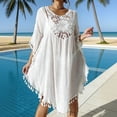 thumbnail image 2 of AnuYalue Women's Swimsuit Cover Up Half Sleeve Sun Protection Hollowed Out Shirt Dress Summer Beach Lace Pullover Tops, 2 of 6