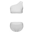 thumbnail image 3 of Bikini Dayu para niñas, blanco, con un hombro recortado, de dos piezas, 3 of 6