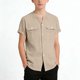 thumbnail image 2 of Camisa de Manga Corta de Cuello Redondo de Color Sólido de los Niños Casual Cómodo Cardigan Top para Adultos, 2 of 7