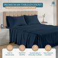 thumbnail image 3 of 100% Cotton Sheet Twin Set – 600 Thread Count, Additional Pillowcase, Hotel Luxury Soft Silky Sateen Sheets, No Pill Fade Resistant 15" Deep Pocket, Machine Washable – Denim, 3 of 7