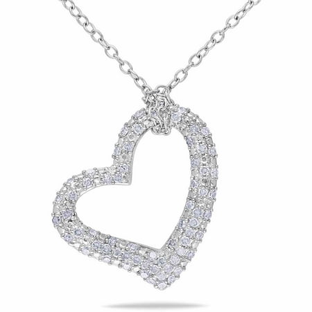 Miabella 1/3 Carat T.W. Diamond Sterling Silver Heart Pendant