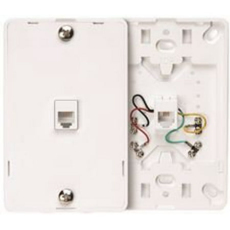 Phone Terminal - LEVITON TELEPHONE WALL JACK, 6 POSTION, 4 CONDUCTOR, SCREW TERMINALS, WHITE