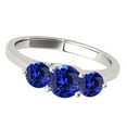 thumbnail image 4 of Rings for Women 1.85 Carat Three Stone Round Shaped Tanzanite Ring prong 10K White Gold, 4 of 5