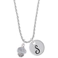 thumbnail image 1 of Delight Jewelry Silvertone Faith on White Spinners Silvertone Script Initial Disc - S - Charm Necklace, 20"+3", 1 of 4