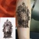thumbnail image 2 of Tatuaje temporal a prueba de agua pegatina bosque Luna pájaro volador oso Flash tatuajes leopardo Lobo Tigre arte corporal brazo Tatuaje falso hombres Gao Jinjia LED, 2 of 2