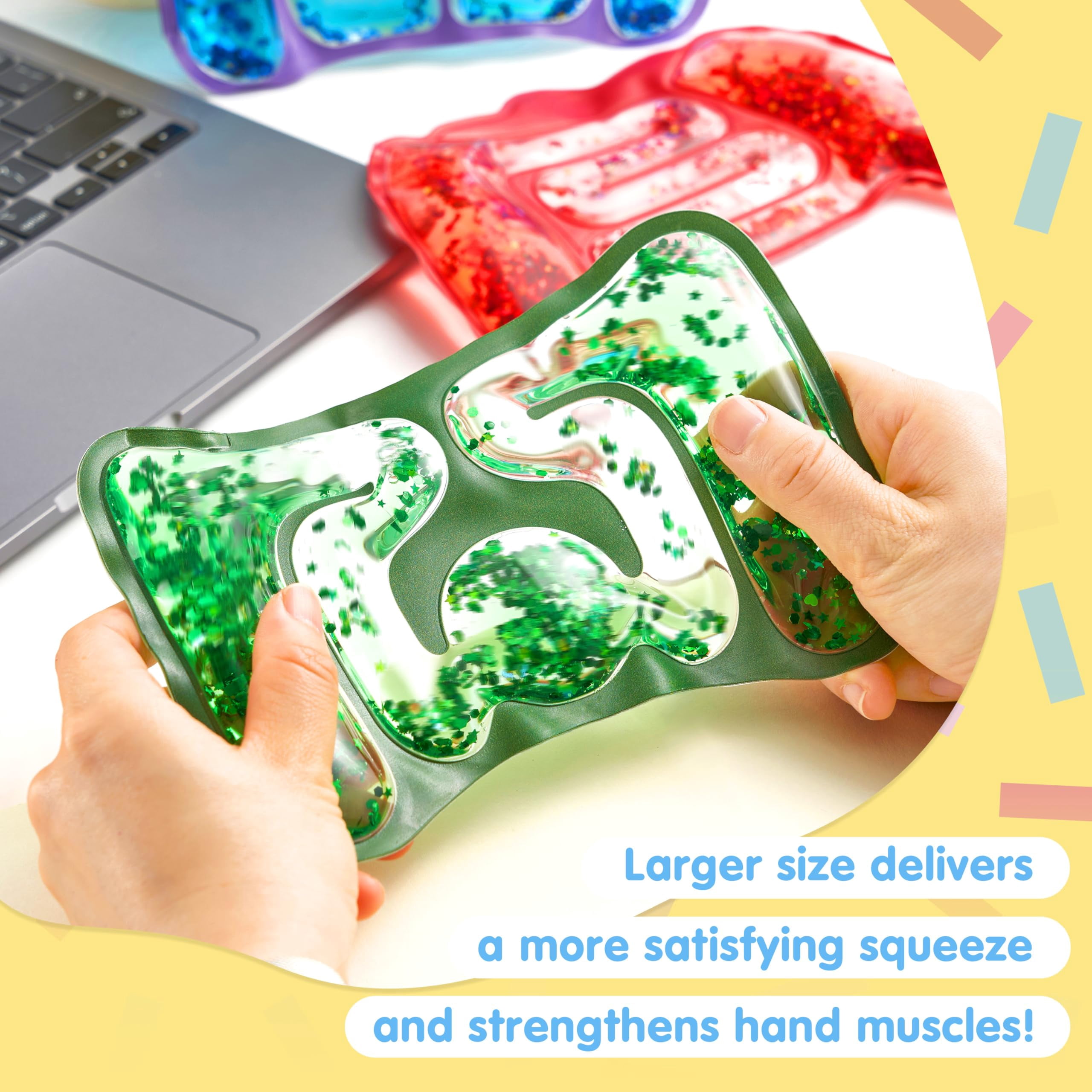 (2 pack) Joyfy 4 Pcs Sensory Toys for Kids Squishy Fidget Toys Stress Relief Sensory Products for Calm Down, Squeeze Fidget Tube for Classroom, Filled Goo & Glitter