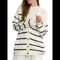 thumbnail image 1 of Suéter Cárdigan Extragrande para Mujer, 100% Algodón, Moda de Otoño 2025, Cuello en V, Tejido con Botones Delanteros, Tops Casuales de Moda S, 1 of 10