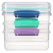 Sistema KLIP IT Food Storage Containers | 1 L | Stackable Food Prep Container with Airtight Lids | BPA-Free | Colourful Clips | 3 Count [81613-T]
