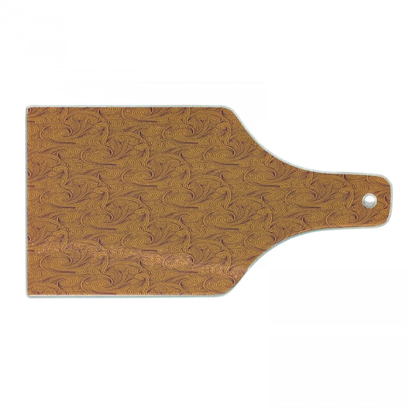 Doodle Cutting Board, Retro Romantic Engraving Style Abstract Swirling Stripes Forming Hearts Image, Decorative Tempered Glass Cutting and Serving Board, in 3 Sizes, by Ambesonne
