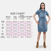 Blue White ® Women's Denim Dress Short sleeve Button Down Belted Collared Neck outfit