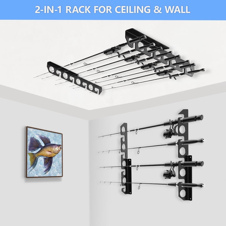 fishing rod holder ceiling mount PLUSINNO H5W Solid Wood Holder, Horizontal Wall & Plusinno Butizone Wall Mounted Fishing Rod