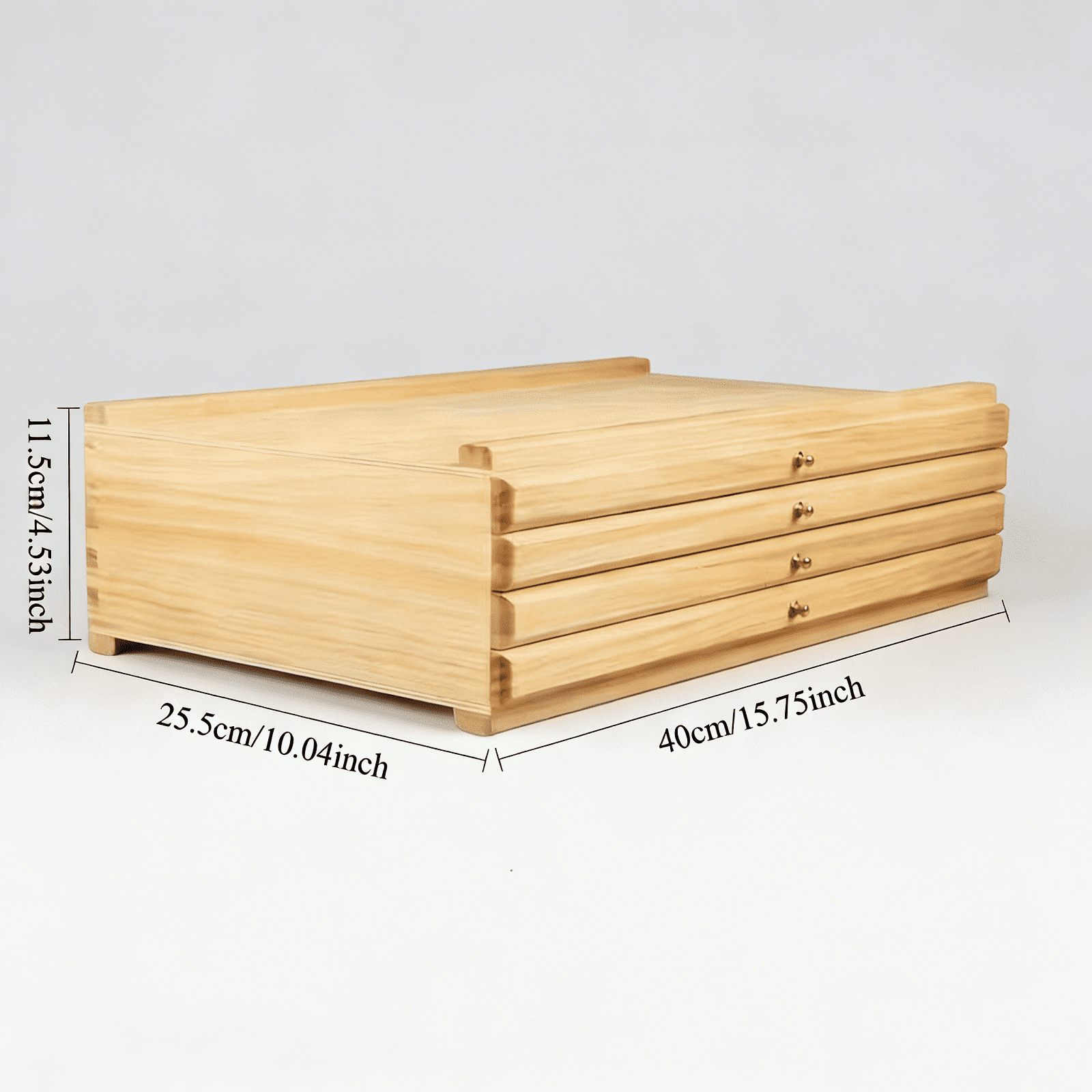 Wooden Art Supply Organizer, 4-Tier Drawer Storage Box, Natural Birch, Stackable Craft Caddy for Pencils Brushes Tools