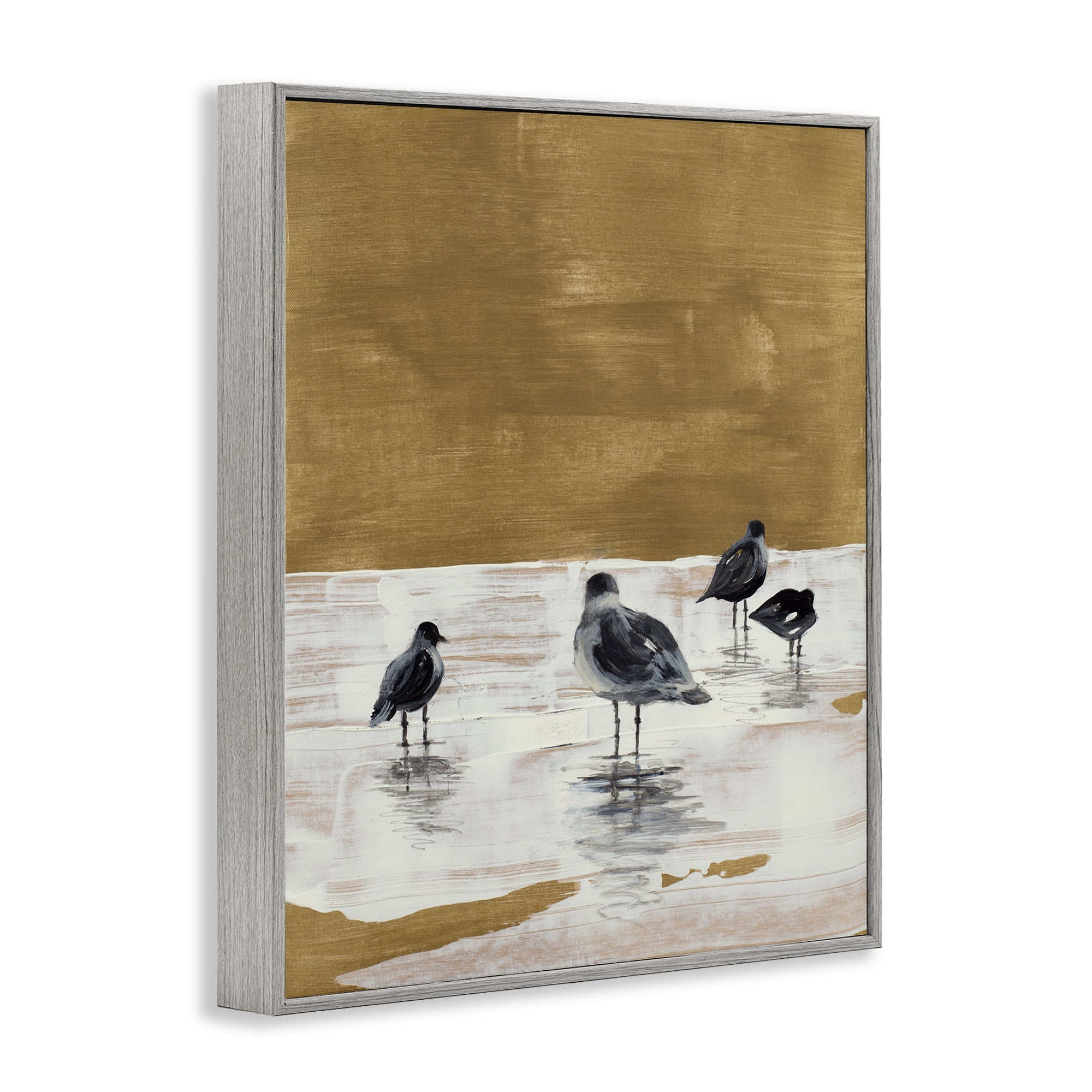 Stupell Industries Sea Seagull Silhouettes Animals & Insects Painting Gray Framed Art Print Wall Art, 11 x 14