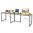 thumbnail image 1 of Giantex 95 Inch Reversible Corner Desk, L-Shaped Computer Desk w/Monitor Stand & 3 Cable Holes, 2-Person Long Study Writing Desk for ome Office, Grey, 1 of 6