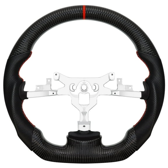 LOSCHEN Real Carbon Fiber Steering Wheel For Chevrolet Corvette C6 2006-2011 ZR1 Z06 D-shaped Nappa Perforated Leather Flat-bottom Steering Wheel For Chevrolet C6