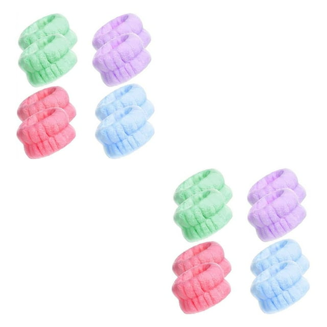 Soidarity Paquete de 8 muñequeras de felpa para Spa, muñequeras absorbentes para de cara, muñequeras para deportes en el hogar, 2piezas