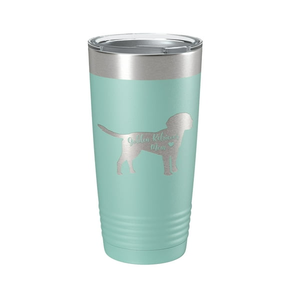 Golden Retriever Mom Tumbler Dog Travel Mug Gift Insulated Laser Engraved Coffee Cup 20 oz Teal