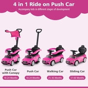 Licensed Mercedes Benz Push Car for Toddlers by OLAKIDS, 3 in 1 Baby Stroller Sliding Walking Car with Canopy, Parent Control Handle, Horn, Storage, Foot-to-Floor Ride on Toys for Boys Girls
