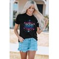 thumbnail image 4 of POGLIP Women's Black Gradient Snowflake Graphic Print Short Sleeve T Shirt, 4 of 6