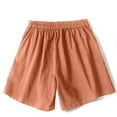 thumbnail image 6 of Lenpel Women's Plus Size Bermuda Shorts Summer Casual Elastic Waist Drawstring Wide Leg Cotton Linen Shorts Knee Length Shorts with Pockets, 6 of 6