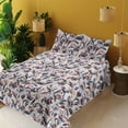 thumbnail image 2 of Ambesonne Floral Fitted & Flat Sheet with Sham 3 Pcs Set, Exotic Alstroemeria Flowers, Twin XL, Pale Rose and Slate Blue, 2 of 5