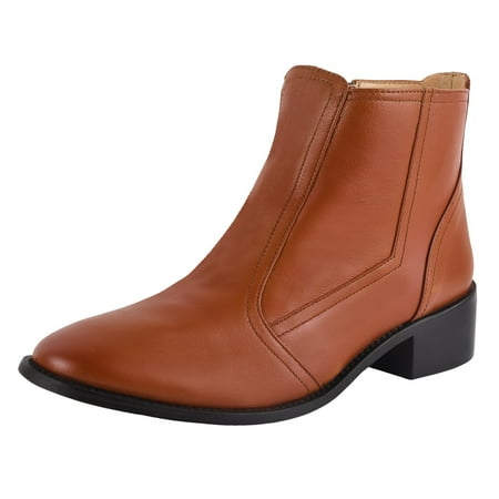 

LIBERTYZENO Womens Leather Chelsea Ankle Boots Tan