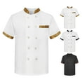 thumbnail image 3 of TNOBHG Chef Shirt Unisex Summer Chef Uniform Short Sleeve Stand Collar Breathable Stain-resistant Cook Shirt, 3 of 8