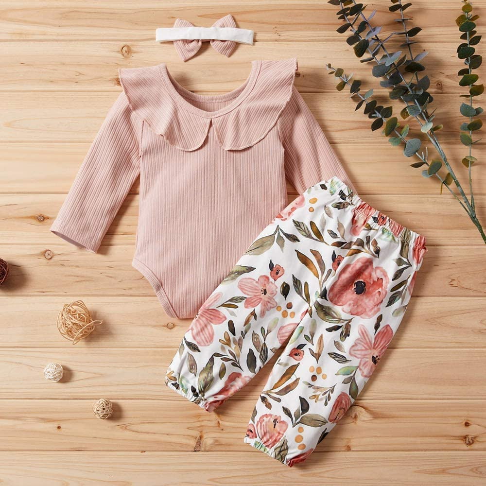 Baby Girls Clothes Cute Baby Clothes Girls Romper + Pant 3pcs Winter Outfit Newborn