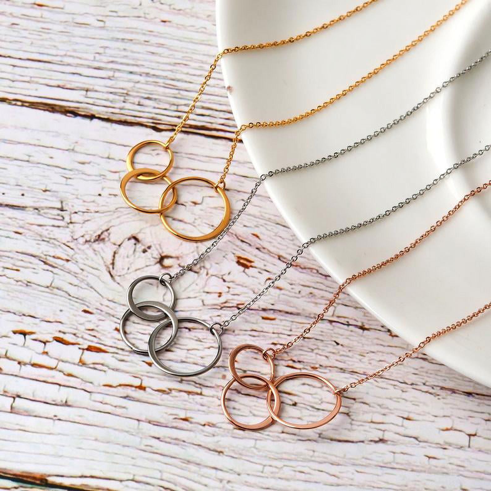 To My Precious Grandma Mother's Day Necklace, Mother's Day Gift, Mother's Day Card Necklace, Mother's Day Gift for Grandma, Gold Infinity Rings Mother's Day Necklace [Rose Gold, Personalized Card]