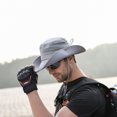 thumbnail image 4 of DPTALR Summer Outdoor Sun Hat Protection Bucket Mesh Boonie Hat Solid Fishing Cap, 4 of 7