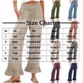 thumbnail image 6 of Ruffled Pants for Woman Fashion Ruffle Hem Pant Smocked Elastic High Waist Long Pants for Women Linen Spring Fall Trousers, Black, Large, 6 of 7