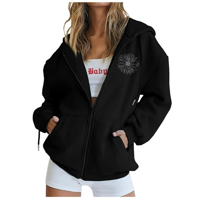 Fermeture à Glissière Chandails à Capuche pour Femmes 50 % de Rabais en Liquidation Mode Fermeture à Glissière Col en V Chandails à Manches Longues Imprimé Blouse à Capuche Chandail en Molleton