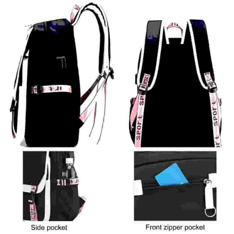 Demon Slayer Nezuko by Moning Women's Waterproof High Quality Canvas School Backpack, Black