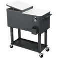 thumbnail image 3 of 87.5 * 91 * 38.5cm 80QT Rectangular Plastic Box Iron Foot Tube Refrigeration and Insulation Cart Dark Grey, 3 of 18